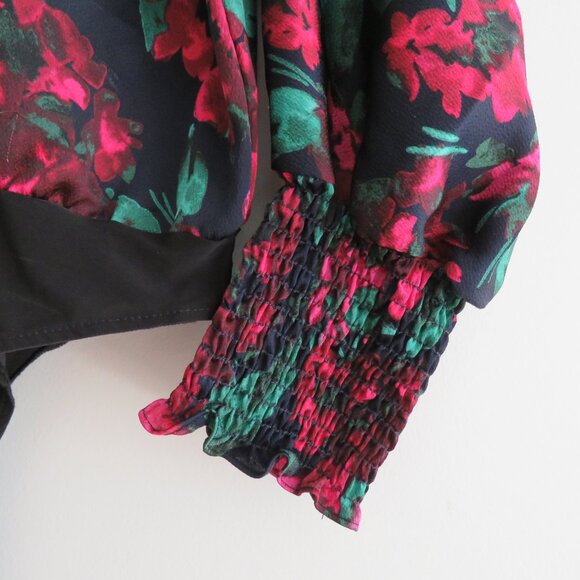 MISA LOS ANGELES Talah Floral Ruffle Satin Bodysuit Boho Romantic - Size L - Picture 4 of 16